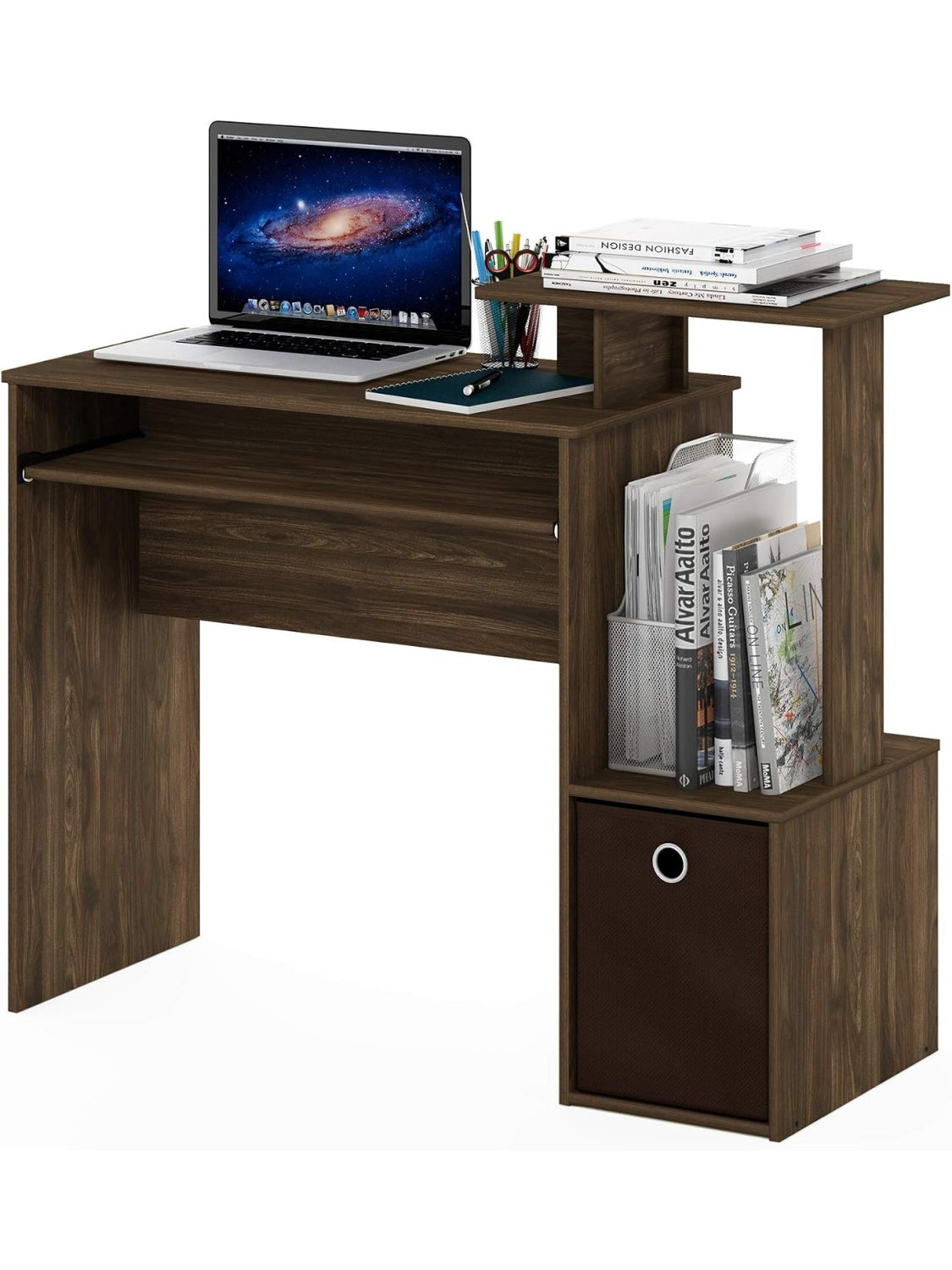 Multifunktionaler Computertisch mit Ablagefach 100 x 40 x 86,6 cm in Walnussoptik