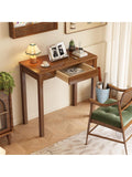 Massivholz Schreibtisch 80 x 40 x 75 cm in Walnussoptik mit Schubladen im Mid Century Stil