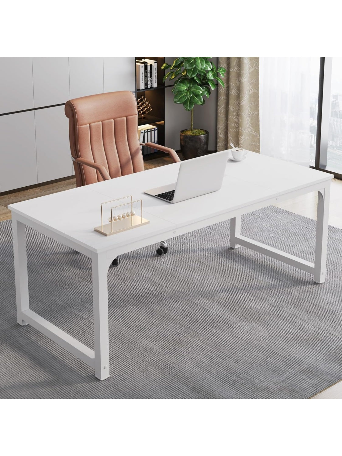 Grosser Schreibtisch 160 x 80 x 75 cm in Weiss fur zwei Personen als Computer oder Arbeitstisch