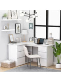 Eckschreibtisch 145 x 100 x 76 cm in Weiss mit grosszugiger Arbeitsflache fur Buro und Arbeitszimmer