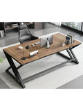 Rustikaler Schreibtisch 180 x 80 cm aus Holz und Metall fur zwei Personen im Homeoffice