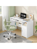 Schreibtisch 108 x 50 cm in Weiss mit Tur und Stauraum fur Homeoffice und Arbeitszimmer